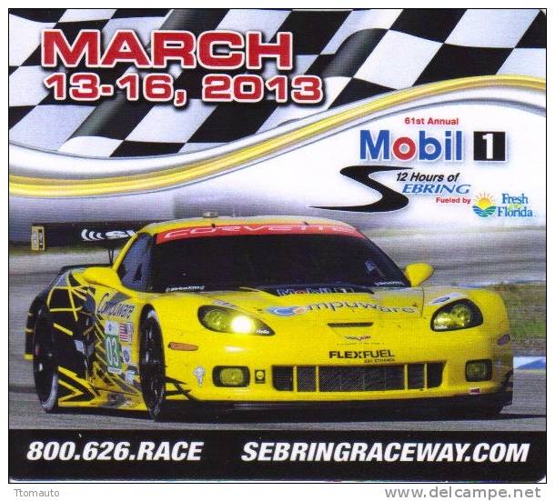 Sebring 12 Hour Sportscar Race 2013 - Chevrolet Corvette - Promotional Fridge Magnet - Transports