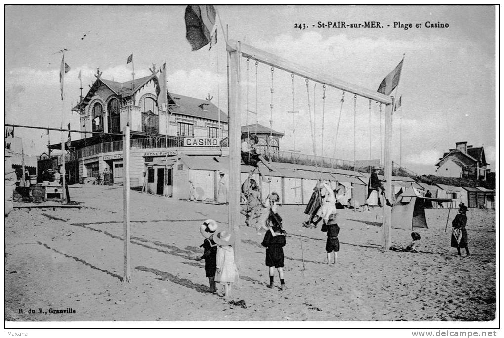 CP50SP- SAINT PAIR Sur MER - Jeux D'enfants Sur La Plage Et Casino - Saint Pair Sur Mer