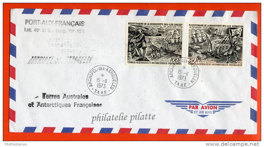 T.A.A.F PA N°27/28 SUR LETTRE DES KERGUELEN DU 15/11/1973 - Autres & Non Classés