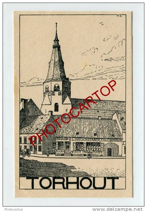 TORHOUT-Librairie Militaire-Dessin-Carte Allemande-Guerre 14-18-1WK-Militaria-BELGI EN-BELGIQUE-Flandern- - Torhout