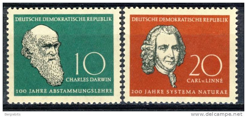 1958 German Democratic Republic Cplt. MNH (**) Set Of 2 Stamps "Charles Darwin " Michel 631-32 - Ongebruikt