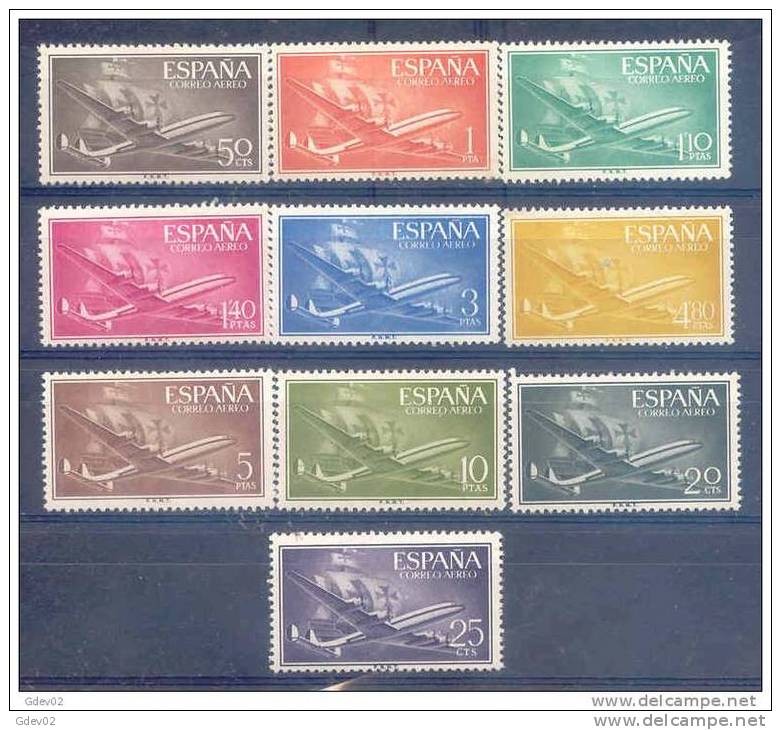 ES1169-LB083TL.lote.,Sp Ain.Aviones.Barcos.SUPER CONSTELLATION  Y NAO SANTA MARIA 1955/56.(Ed. 1169/79**)sin Charnela - Vrac (max 999 Timbres)