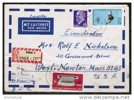 EAST GERMANY    Mixed REGISTERED Airmail Cover From "Erfurt" To "West Newton,Mass, USA" (13/9/66) - Briefe U. Dokumente