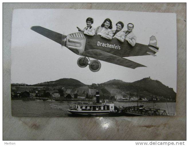 Drachenfels Bei Königswinter  -  Airplane -  Steamer  Dampfer  RPPC  1951   D102233 - Koenigswinter