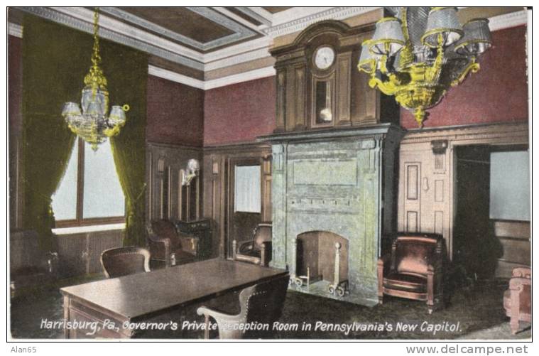 Harrisburg PA Pennsylvania, Governor's Private Reception Room, Capitol Building Interior, C1900s/10s Vintage Post Card - Harrisburg