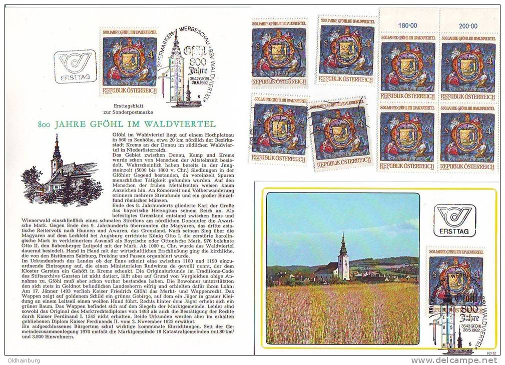 3011z51: Österreich 1982; Gföhl Im Waldviertel **, Gest., Maximumkarte Und Ersttagsblatt - Briefe U. Dokumente