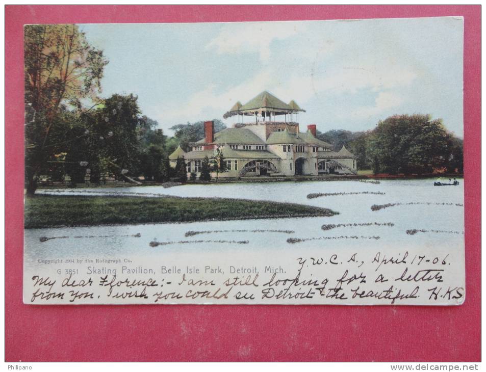 Rotograph - - Michigan > Detroit  Skating Pavilion Belle Isle Park 1906 Cancel Ref 883 - Detroit