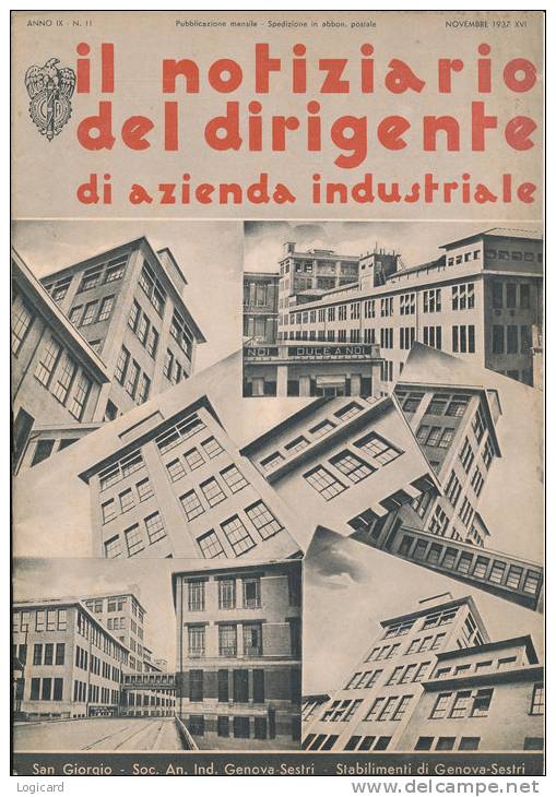 RIVISTA FASCISTA DI AZIENDA INDUSTRIALE IN COPERTINA " SOC. AN. IND. SAN GIORGIO GENOVA SESTRI " - Altri & Non Classificati