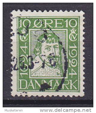 Denmark 1924 AFA 13    10 Ø King König Christian IV. ERROR Variety White Spot Under Ø In ØRE (2 Scans) !! - Variétés Et Curiosités