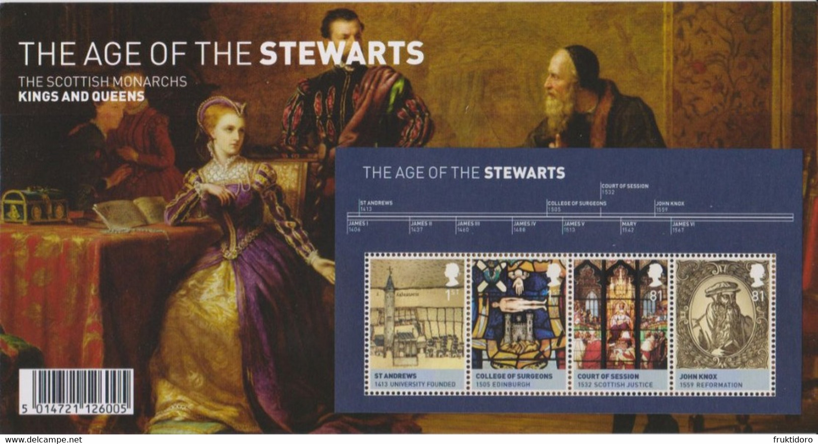 United Kingdom Mi Block 55 The Age Of The Stewarts - St Andrews University - College Of Surgeons - Court Of Session ** - Blocchi & Foglietti