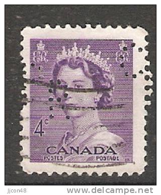 Canada  Queen Elizabeth II  (o)  Perfin CPR - Perforadas