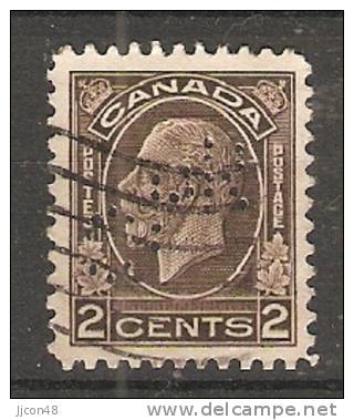 Canada  King George V  (o)  Perfin CPR - Perfin