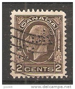 Canada  King George V  (o)  Perfin CPR - Perfins