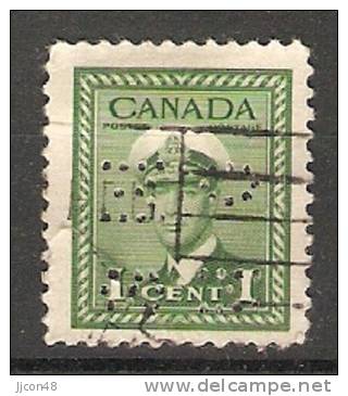 Canada  1942 War Effort  (o)  Perfin OHMS - Perfin