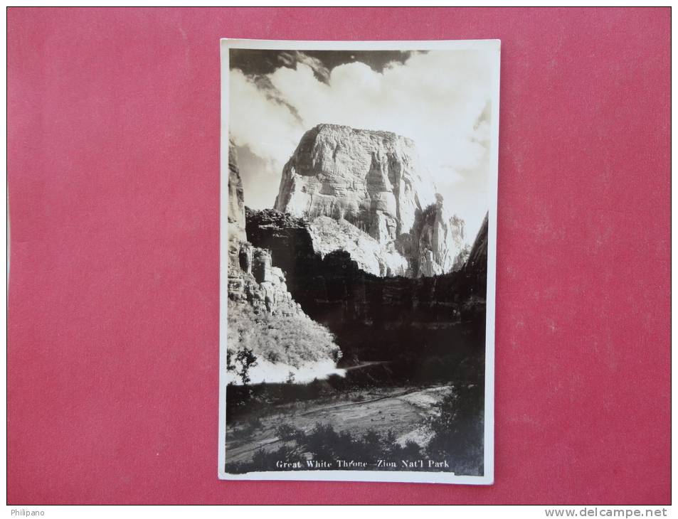 Rppc    > UT - Utah > Zion   -   Great White Throne 1937 Cancel --ref  884 - Zion