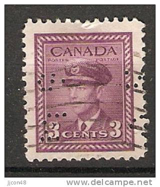 Canada  1942 War Effort  (o)  Perfin OHMS - Perforés