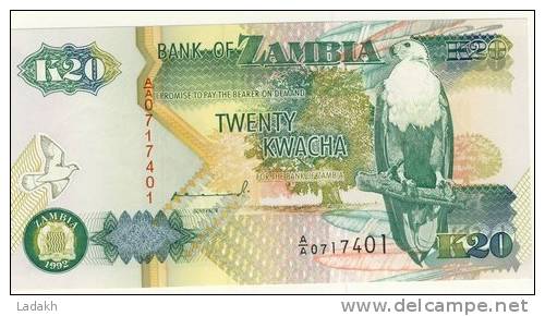 BILLET # ZAMBIE # 1992 # 20KWACHA   # NEUF - Zambia