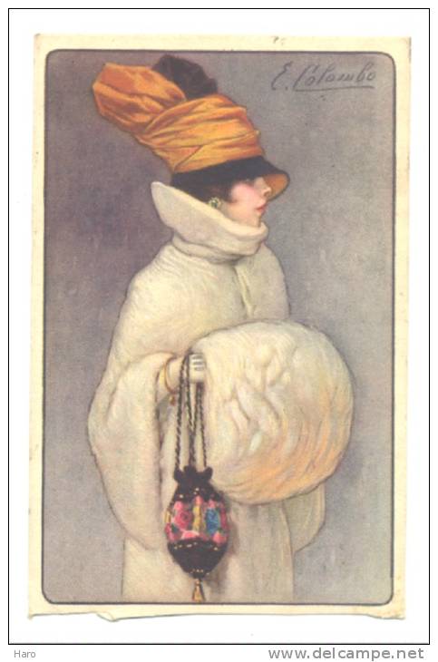 FANTAISIE - Illustrateur E. Colombo  -  Femme En Manteau Et Machon De Fourrure   (Y268)o3 - Colombo, E.