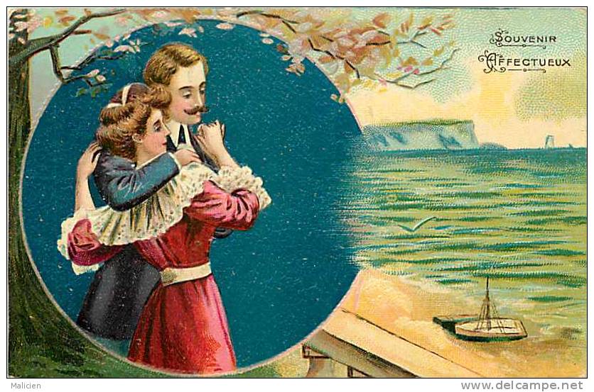 Themes Div-ref E549  - Illustrateur -carte Gaufrée - Theme Couples   - Carte Bon Etat    - - 1900-1949