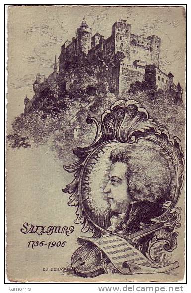 PC6812 Postcard: Mozart With Salzburg Castle - Music And Musicians