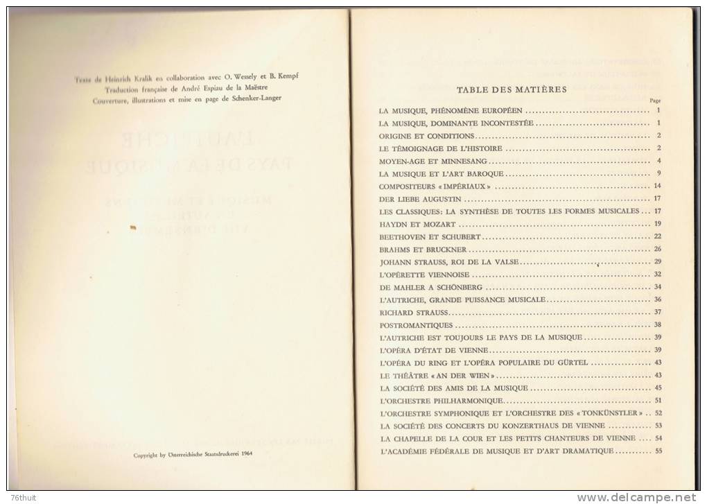 1964 - L´ AUTRICHE, Pays De La Musique - Musique Et Musiciens En Autriche - Vue D´ Ensemble - Música