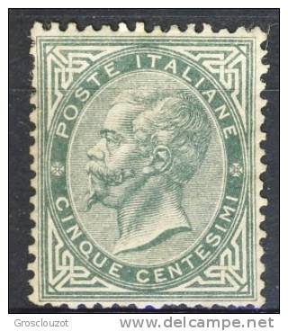 Regno VE2 - 1863, Sass N T16 Verde Grigio Scuro, MH, Ottima Centratura, Firmato Biondi Cat. &euro; 2750 - Neufs