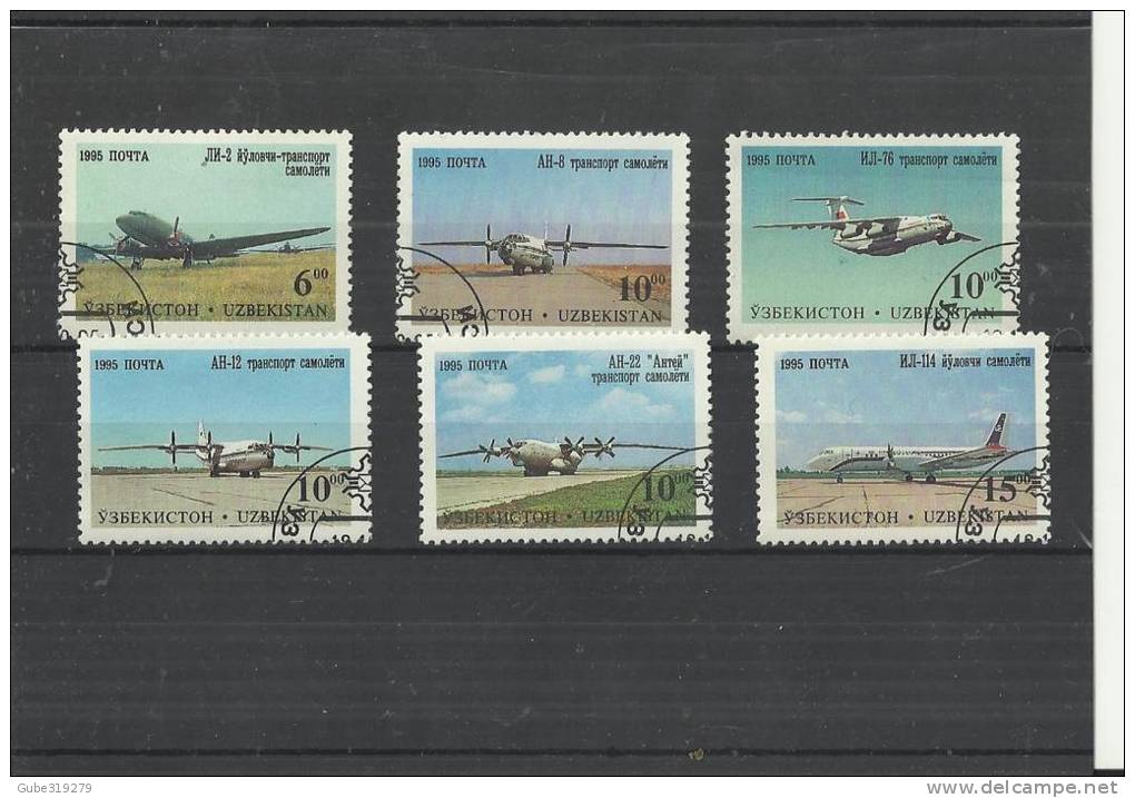 UZBEKISTAN 1995 - AVIATION - 6 STAMPS  USED / NH  OF AIRPLANES :OF 6.00-10.00-10-00-10.00-10.00-15.00  RENAL14 SUPPLIED - Uzbekistan