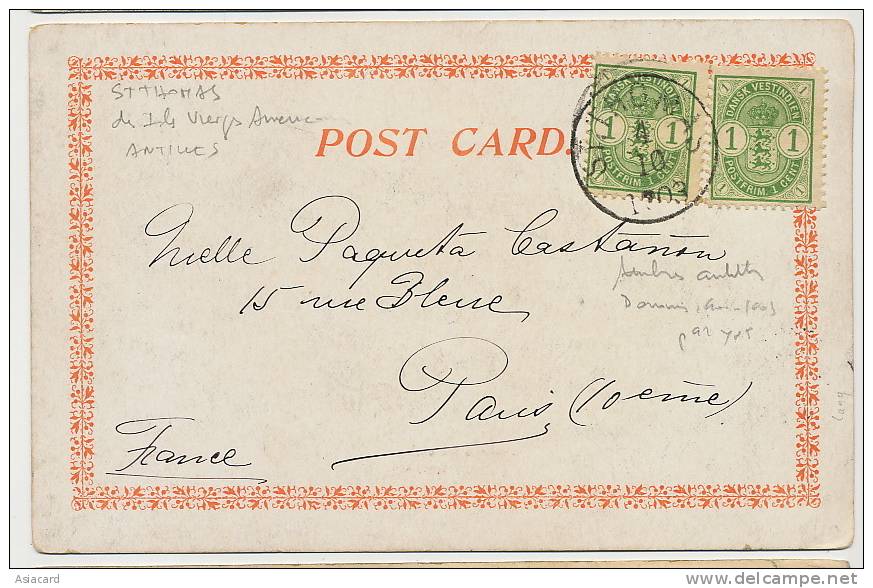 DWI Danish West Indies  Town And Harbour St Thomas   P. Used 1900 - Virgin Islands, US