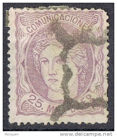 Sello 25 Mils Alegoria 1870, Araña Muda De MADRID, Num 106a º - Used Stamps