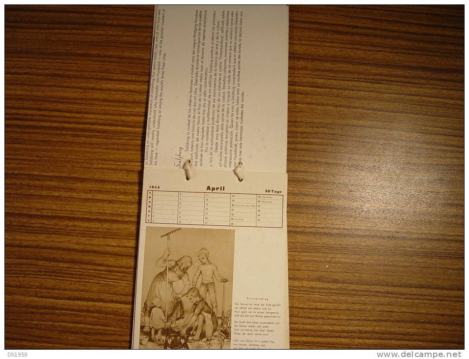 1943 CALENDRIER ANCIEN KALENDER SS WWII KUNSTVERLAG THORDSEN HAMBURG ZEICHNUNGEN INGE TREU WORT URSEL SCHNEIDER SCHLICHT - Petit Format : 1941-60