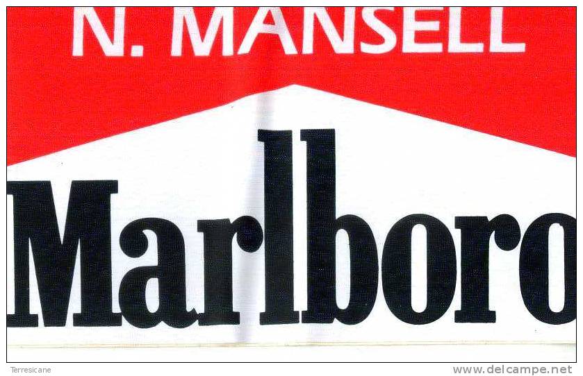 Adesivo Stiker Etiqueta MANSELL MARLBORO F1 Formula 1 - Other & Unclassified