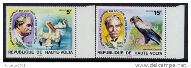 Burkina Faso Upper Volta 1975 Centenary Of Birth Day Of Albert Schweitzer Nobel Prize 1952 And Birds MNH - Albert Schweitzer