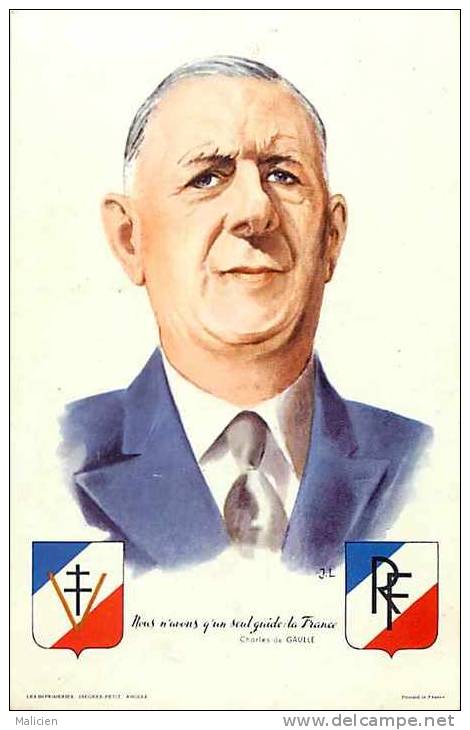 Themes Div-ref E402- General Charles De Gaulle - Daté 1958 Au Verso De La Carte  - Carte Bon Etat - - Personnages