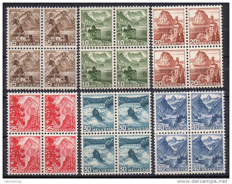 1948 Zu 285-290 / Mi 500-505 / YT 461-466 Blocs De 4 ** / MNH SBK 240,- - Unused Stamps