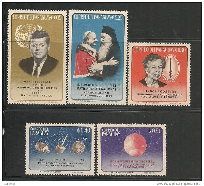 KENNEDY - ELEANOR ROOSEVELT - SPACE - SATELITES  - PARAGUAY Yvert # 764/ 768 - MINT NH - Kennedy (John F.)