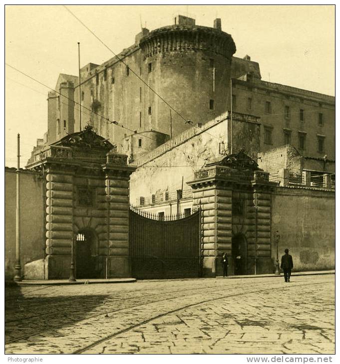 Italie Napoli Naples Arsenal Ancienne Stereo Photo Stereoscope NPG Ca 1900 - Stereoscopio