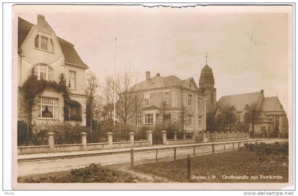 D3721     RHEINE : Grossestrasse Mit Petrikirche - Rheine