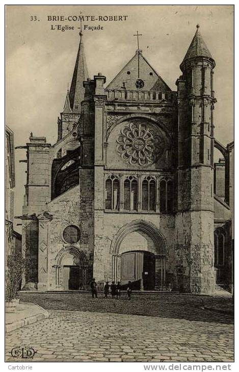 77 - BRIE-COMTE-ROBERT - L'Église - Façade - Animée - ELD - Brie Comte Robert