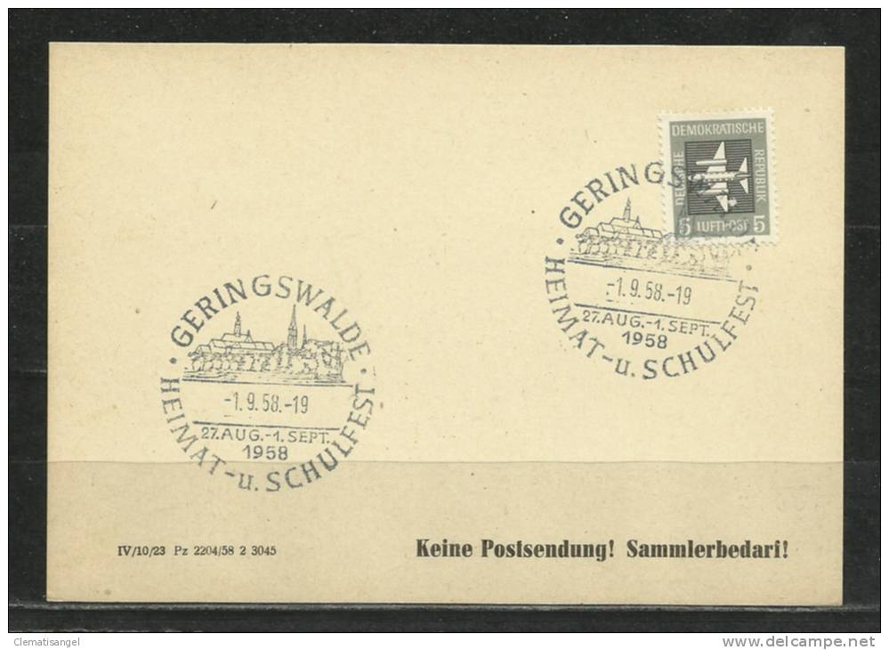 TOP!! DDR * GERINGSWALDE * HEIMAT- UND SCHULFEST * 1958 **!! - Frankeermachines (EMA)