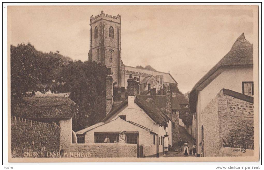 Church Lane, Minehead, Valentine Series, Postcard, - Minehead