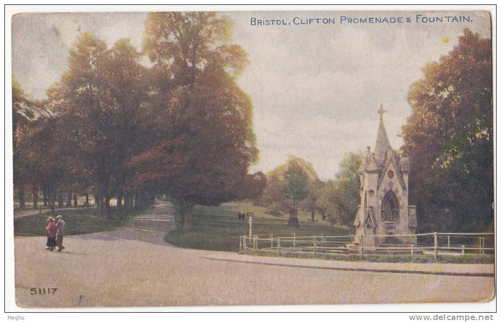 Bristol Clifton Promenade &amp; Fountain, Celesque Series, Postcard - Bristol
