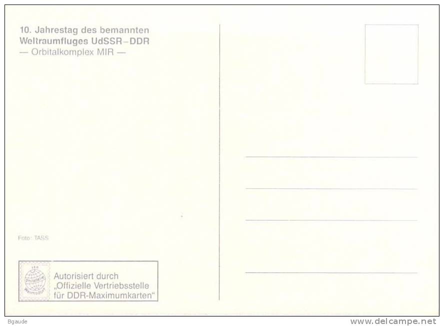 ALLEMAGNE DDR CARTE MAXIMUM NUM.YVERT  2782 SPATIAL  CONQUETE DE L ESPACE - Maximum Cards