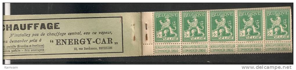 Belgie Belgique Carnet A10b 1914 Cote 175€ , ELECTRICITE - ENERGY CAR - NSCH Agrafe Original - Origineel Nietje - 1907-1941 Antichi [A]