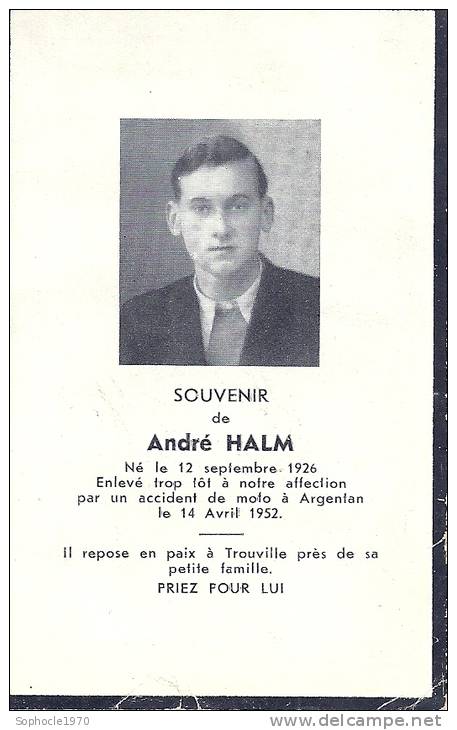 BASSE NORMANDIE -61 - ORNE - ARGENTAN - André Halm - Obituary Notices