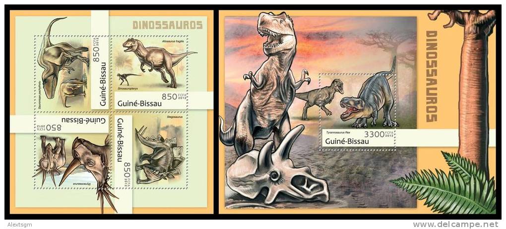 GUINEA BISSAU 2012 - Dinosaurs. M/S + S/S Official Issue - Guinea-Bissau