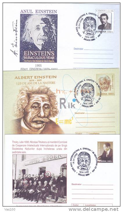 Nobel Prize In Physics;Albert Einstein 2005 COVERS STATIONERY 3X OBLITERATION SIBIU ROMANIA. - Albert Einstein