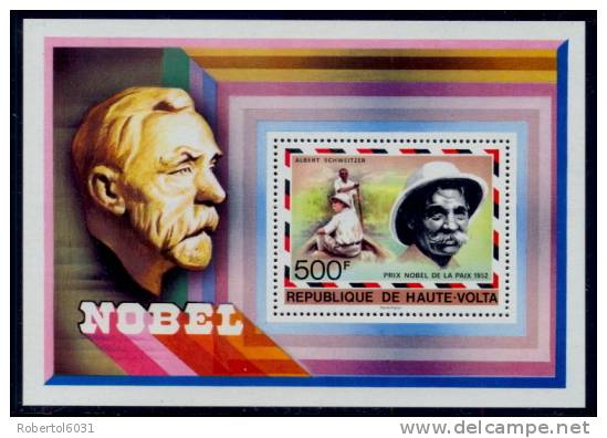 Upper Volta Burkina Faso 1977 Souvenir Sheet MNH Nobel Prize Winners Albert Schweitzer Peace 1952 - Albert Schweitzer