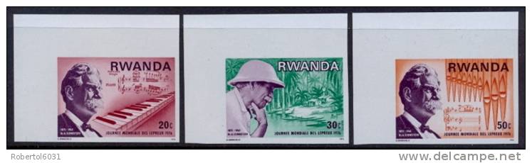 Rwanda 1976 Complete Issue World Leprosy Day Albert Schweitzer Nobel Prize For Peace 1952 Not Perfored MNH - Albert Schweitzer