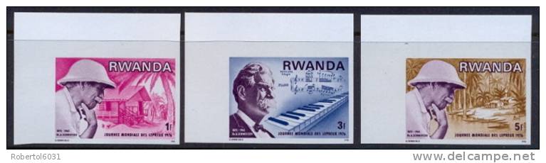 Rwanda 1976 Complete Issue World Leprosy Day Albert Schweitzer Nobel Prize For Peace 1952 Not Perfored MNH - Albert Schweitzer