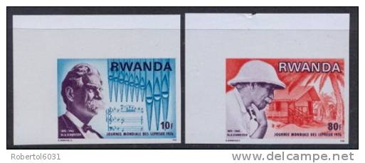 Rwanda 1976 Complete Issue World Leprosy Day Albert Schweitzer Nobel Prize For Peace 1952 Not Perfored MNH - Albert Schweitzer